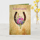 Rustikales viel Glück-Hufeisen Karte (Gelbe Blume)