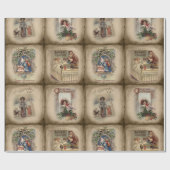 Rustikales Viktorianisches Weihnachtsbuch Geschenkpapier (Flach)