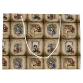 Rustikales Viktorianisches Weihnachtsbuch Große Geschenktüte (Rückseite)