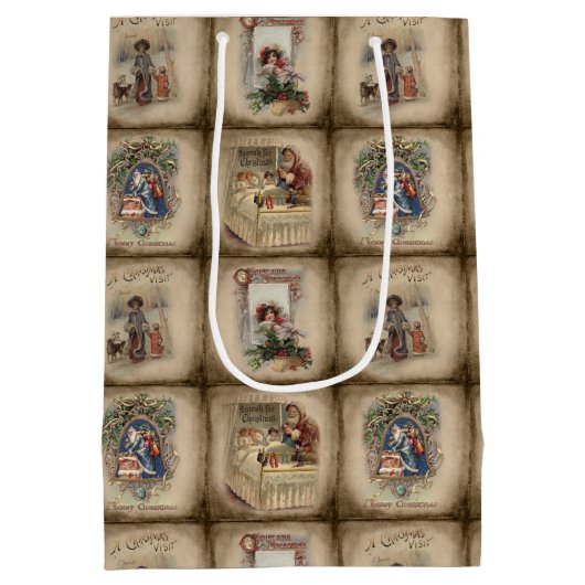 Rustikales Viktorianisches Weihnachtsbuch Mittlere Geschenktüte (Rückseite)