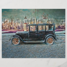 Rustikales Vintag antikes, altes, schwarzes Auto