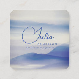 Rustikales Vintag Blue Watercolor Abstraktes Skrip Quadratische Visitenkarte