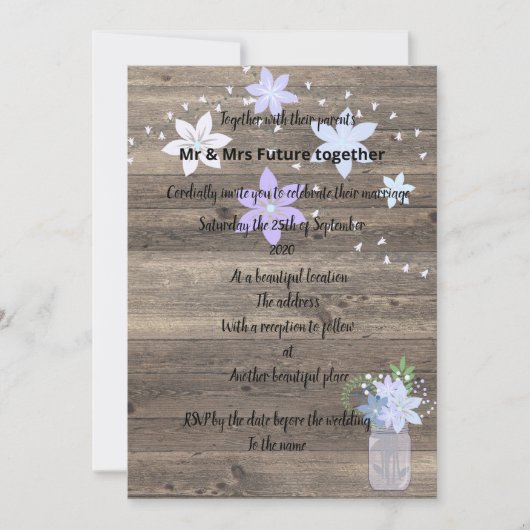 Rustikales Vintag blühendes Mason Einladung (Vorderseite)