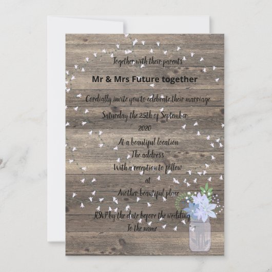 Rustikales Vintag blühendes Mason Einladung (Vorderseite)