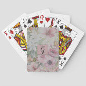 Rustikales Vintag Blush Pink Blumenmuster Monogram Spielkarten (Rückseite)