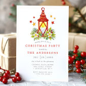 Rustikales Vintag Candle Lantern Weihnachts-Party Einladung