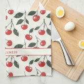 Rustikales Vintag Cherry Muster Geschirrtuch (Viertel Falte)