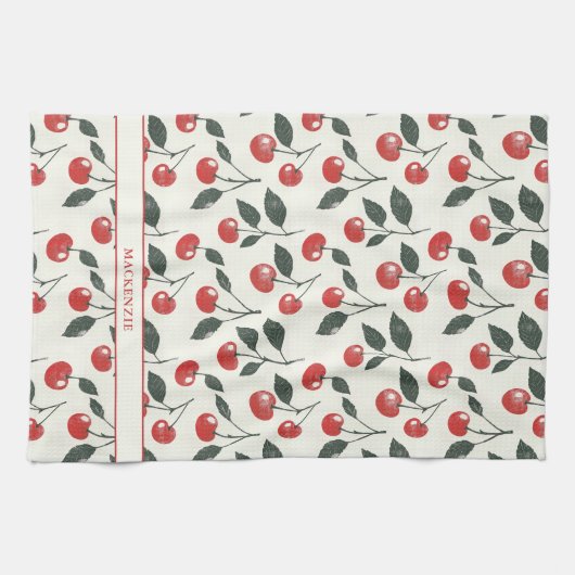 Rustikales Vintag Cherry Muster Geschirrtuch (Horizontal)