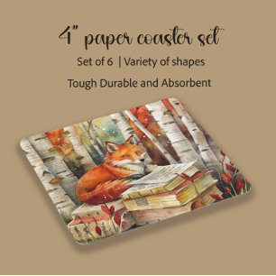 Rustikales Vintag Fox Books Woodland Herbstwoche P Rechteckiger Pappuntersetzer