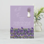 Rustikales Vintag Lavendel Wood Brautparty Einladung (Stehend Vorderseite)
