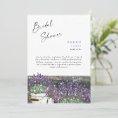 Rustikales Vintag Lavendel Wood Lights Brautparty Einladung (Stehend Vorderseite)