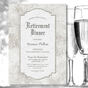 Rustikales Vintag Stone Retirement Dinner Einladung