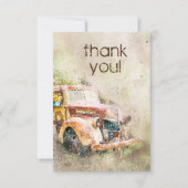 Rustikales Vintag Truck Wedding Foto Vielen Dank Einladung (Vorderseite)