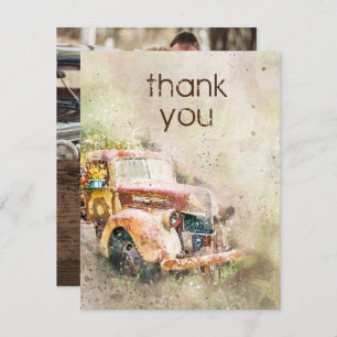 Rustikales Vintag Truck Wedding Foto Vielen Dank Einladung