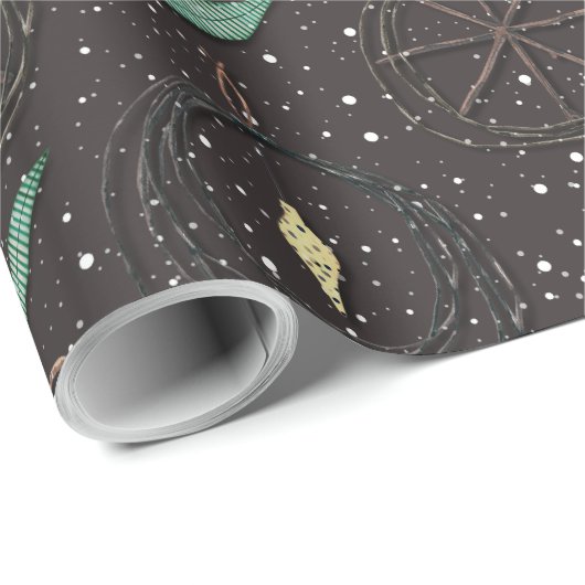 Rustikales Vintag Twig Weihnachtsgeschmack Geschenkpapier (Rolleneckpunkt)