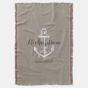 Rustikales Vintage-Anker-Hochzeitsmonogramm Decke