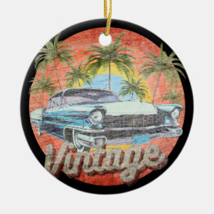 Rustikales Vintage Car Sommerurlaub Keramik Ornament