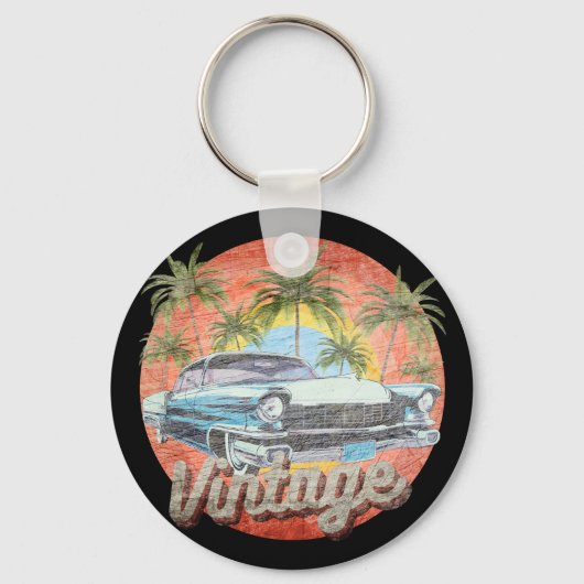 Rustikales Vintage Car Sommerurlaub Schlüsselanhänger (Vorderseite)