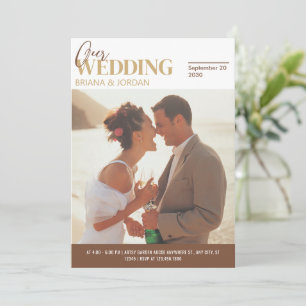 Rustikales Vintage-Foto von Brautpaar-Hochzeitsmag Einladung