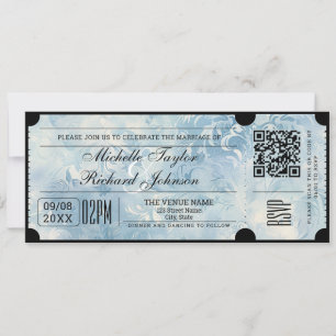 Rustikales Vintage-Kino-Ticket mit RSVP-QR-Code Einladung