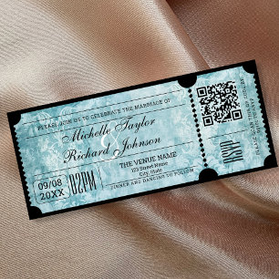 Rustikales Vintage-Kino-Ticket mit RSVP-QR-Code Einladung