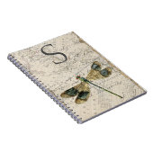 Rustikales Vintage Libellen Monogramm Notizblock (Rechte Seite)
