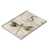 Rustikales Vintage Libellen Monogramm Notizblock (Linke Seite)