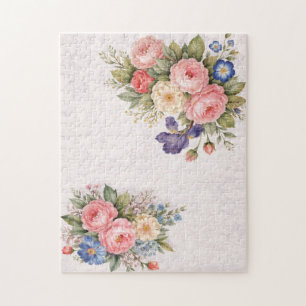 Rustikales Vintage-personalisiertes Blumenrosendes Puzzle