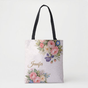 Rustikales Vintage-personalisiertes Blumenrosendes Tasche