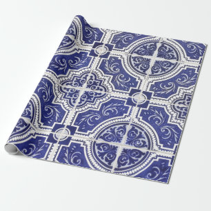 Rustikales Vintage-Portugiesisches Fliesenmuster - Geschenkpapier