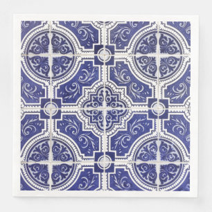 Rustikales vintage portugiesisches Fliesenmuster - Serviette