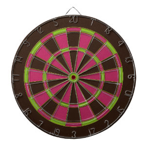 Rustikales Vintage-Rosa, Limettengrün und braunes Dartscheibe