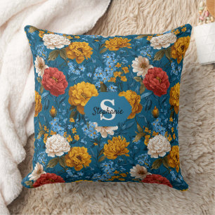 Rustikales, vintagefarbenes, buntes Blumenmuster i Kissen