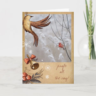 Rustikales Vintager Winter Kardinal Weihnachts-Fot Feiertagskarte