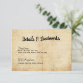 Rustikales Vintages Adventure Wedding Details Card Begleitkarte (Stehend Vorderseite)