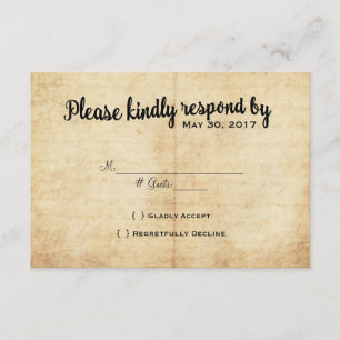 Rustikales Vintages Adventure Wedding RSVP Card Karte