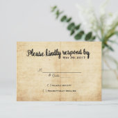 Rustikales Vintages Adventure Wedding RSVP Card Karte (Stehend Vorderseite)