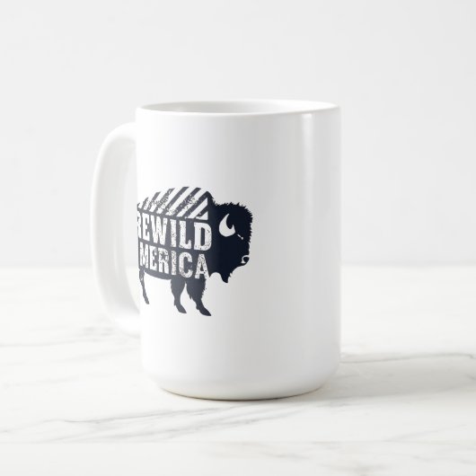 Rustikales Vintages Amerika Bison Kaffeetasse (Vorderseite Links)