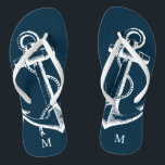 Rustikales Vintages Ankermonogramm Badesandalen<br><div class="desc">Maßgeschneiderte gedreht Flop-Sandalen mit einer rustikalen nautischen Vintagen Ankerillustrierung und einem eigenen Monogramm oder anderem Text. Klicken Sie auf Anpassen,  um Schriftart und Farben zu ändern oder eigene Bilder hinzuzufügen,  um ein einzigartiges Design zu erstellen!</div>