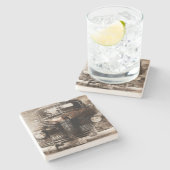 Rustikales Vintages Auto Steinuntersetzer (Seitenansicht)