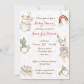 Rustikales Vintages Babyspielzeug und Kleidungsstü Einladung (Vorderseite)