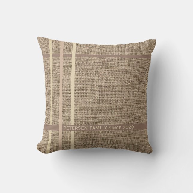 Rustikales, Vintages Bauernbeige Kissen (Vorderseite)