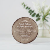 Rustikales Vintages Baumholz zum Hochzeitsvorschub Einladung (Stehend Vorderseite)