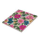 Rustikales Vintages Blau- und rosa Blumenmuster Fliese (Seite)