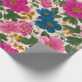 Rustikales Vintages Blau- und rosa Blumenmuster Geschenkpapier (Ecke)