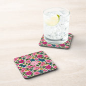 Rustikales Vintages Blau- und rosa Blumenmuster Getränkeuntersetzer (Rechte Seite)