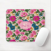 Rustikales Vintages Blau- und rosa Blumenmuster Mousepad (Mit Mouse)