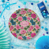 Rustikales Vintages Blau- und rosa Blumenmuster Pappteller (Party)