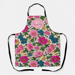 Rustikales Vintages Blau- und rosa Blumenmuster Schürze