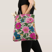 Rustikales Vintages Blau- und rosa Blumenmuster Tasche (Von Nahem)
